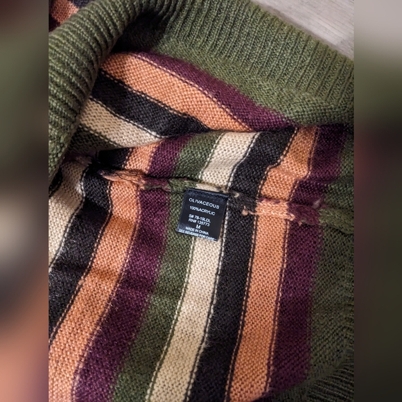Olivaceous sweater women's medium long sleeve striped burgundy/olive nwt - Picture 11 of 16